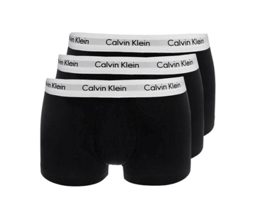 Calvin Klein Men’s Low Rise Trunks 3 Pack – Black with White Waistband, Sizes S-XL