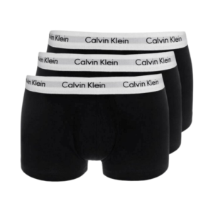 Men’s Calvin Klein Low Rise Trunks All Black White Waistband 3Pack